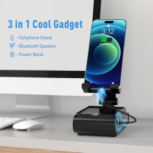 Gifts for Men, Cell Phone Stand with Wireless Bluetooth Speaker, Birthday Gifts for Mens Dad Boyfriend, Cool Gadgets for Men, Anniversary Ideas Gift, Compatible with iPhone/iPad/Samsung Galaxy