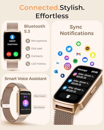 paybay Fitness Tracker Watch for Men Women, Activity Tracker for iPhone and Android with Step Counter, Calorie, Sleep Monitor, 110+ Sports Modes, IP68 Waterproof Smartwatch (Minimalist, Gold, 1.57)