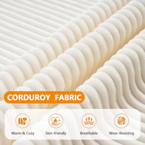 Giant Cloud Lounge Accent Chair for Reading, Big Comfy Cloud Chair with Frame for Living Room Bedroom Patio, Corduroy|Oversized|44 Inch (White)