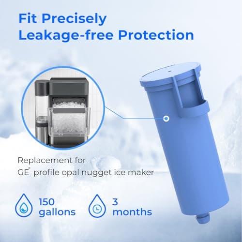 Waterdrop C33 Ice Maker Water Filter, Replacement for GE® Profile Opal Nugget Ice Maker Water Filter, Scale Inhibiting, with Ring Pull, BPA-Free, 3 Pack