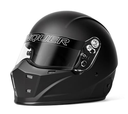 Conquer Snell SA2020 Approved Full Face Auto Racing Race Car Helmet - Adult | Men | Women | - Black / White / Silver (Black, Large)