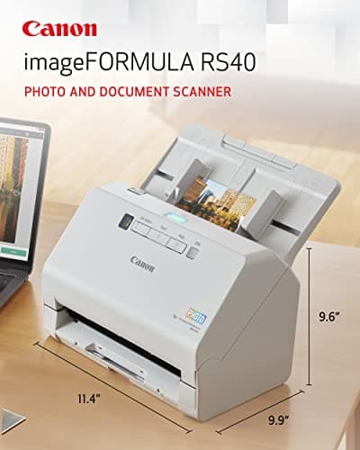 Canon imageFORMULA RS40 - Photo and Document Scanner, Auto Document Feeder, Windows and Mac, Scans Old and New Photos in Varying Sizes, USB Interface