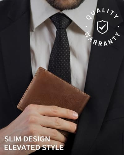 Serovi Genuine Leather Wallet for Men Bifold RFID Blocking Wallets with 12 Card Slots, 2ID Window & 2 Cash Pocket - Includes Gift Box (Coffee Brown)