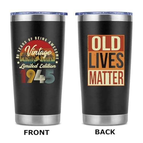 Funny 80th Birthday Gift For Men,Cool Gifts for 80 Year Old Man,80th Birthday Decorations for Men,1945 Gift Idea for Dad Husband Friend Grandpa-20 Oz Vintage1945 Tumbler