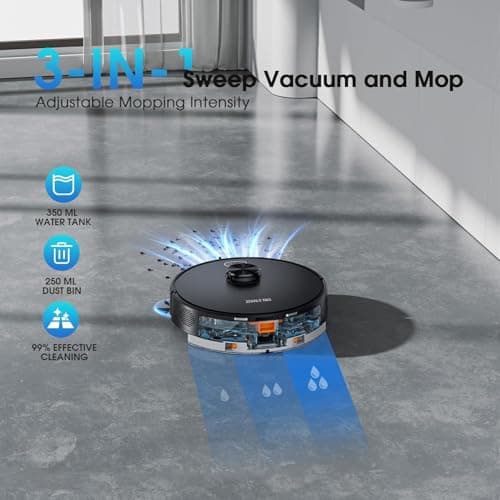 Robot Vacuum and Mop, 3-in-1 Robotic Vacuum Cleaner with 70-Day Self-Emptying Base, 360° LiDAR Navigation, Smart Mapping & Auto-Return, 6000Pa Strong Suction for Pet Hair, Carpets & Hard Floors