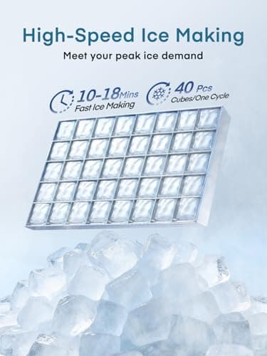 Commercial Ice Maker Machine, 100LBS/24H Freestanding & Undercounter Ice Machine with 2 Water Inlets, 40 PCS/Cycle and 24LBS Storage Bin, Stainless Steel, LED Display & Self-Cleaning for Home Bar