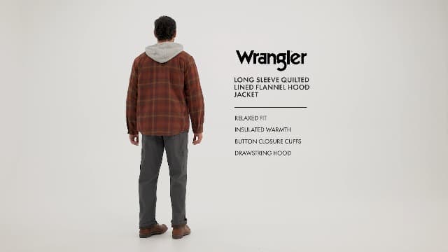 Wrangler Authentics Men's Long Sleeve Quilted Lined Flannel Shirt Jacket with Hood B073JQLHJD