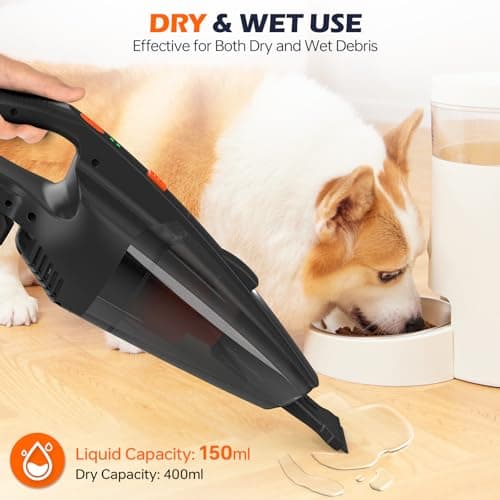 Viewmax Pet Hair Vacuum, Handheld Vacuum Cordless Rechargeable with LED, 10000Pa Suction, 20V Lightweight Portable Hand Vacuum with Multi-Nozzles & Washable HEPA Filter for Pet Hair, Car and Home