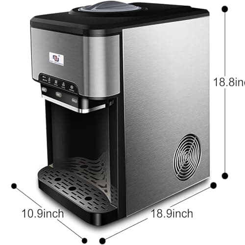 NUNET 3 - in - 1 Ice Maker, Water Dispenser & Water Cooler - Water Line Fill w/ 10ft Hose (1/2" & 1/4" Connector) - Hot/Cold Water - 44 lbs Ice Daily, 4lb Ice Storage