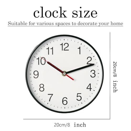 Spinaround Wall Clock, Modern Wall Clocks Battery, Silent Non-Ticking Analog Classic for Office, Home, Bathroom, Kitchen, Bedroom, School (Black,