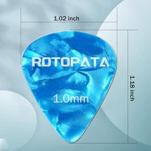 ROTOPATA Guitar Picks with Organizer Storage Box, 0.5 0.75 1.0 mm Thin Medium Heavy Plectrums, Colorful Celluloid Guitar Accessories for Bass Electric Acoustic Guitars Ukulele, 15 Pack