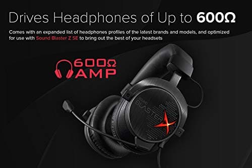 Creative Sound Blaster Z SE Internal PCI-e Gaming Sound Card and DAC, 24-bit / 192 kHz, 116 dB SNR, ASIO, 600Ω Headphones Amp, Mic EQ, Discrete 5.1 / Virtual 7.1, Supports Dolby Digital Live, DTS