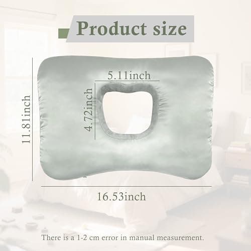 Yuibthr Ear Piercing Pillow for Side Sleepers with Ear-Shaped Hole for Ear Pain, Reversible Satin & Cotton Washable and Adjustable Ergonomic Ear Guard Protector for Side Sleeping