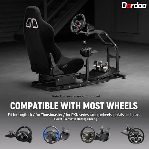 Dardoo G29 Racing Simulator Cockpit with Adjustable Race Seat Fit for Logitech G920 G923, for Thrustmaster T150 T300RS GT Racing Steering Wheel Stand, Not Included Wheel Shifter and Pedals
