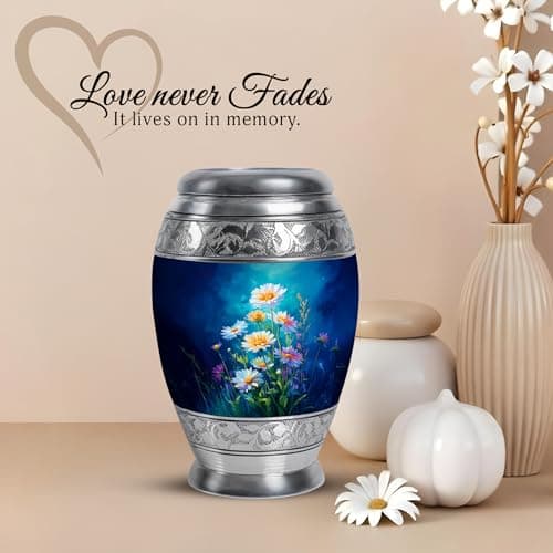 Daisy Urn for Ashes for Women Small Urns for Human Ashes Keepsake - Human Design Burial Urns - Keepsake Funeral Ash Holder & Memorial Gift - Peaceful Cremation Urn 3 Inches B0FSXYNRDS