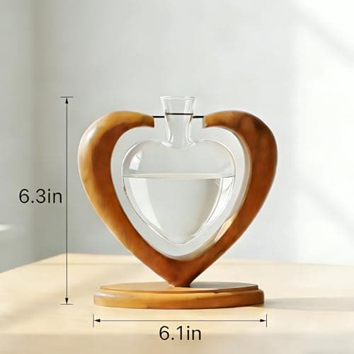 Rooting Vase for Cuttings, Plant Terrarium, Air Plant Holder, Plant Lovers Mom Wife Gift Home Office Christmas Tabletop Decor Plant Propagation Station, Heart Glass Vase, Solid Wooden Stand B0GL1XT2S7