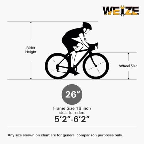WEIZE Mountain Bike, 26/27.5 inch Outdoor Cycling Bike,18-Speed/High-Carbon Steel/Dual Full Suspension, Adjustable Ergonomic Seat for Men Women Adult, MTB Bicycle with Suspension Fork,Sleek Colors