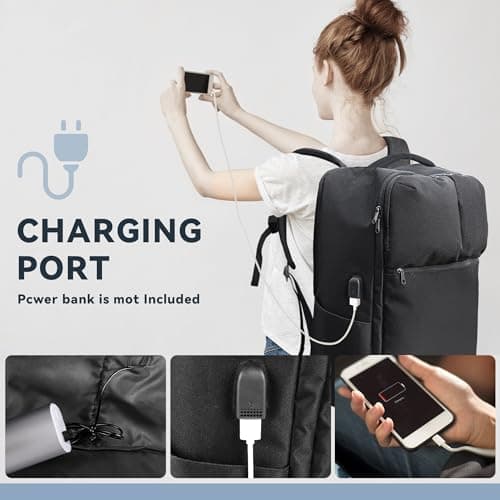 Extra Large 50L Travel Backpack Carry On Flight Approved, Luggage Backpack with Shoes Pouch, Suitcase Backpacks With 3 Packing Cubes, Personal Item Travel Bag, Black