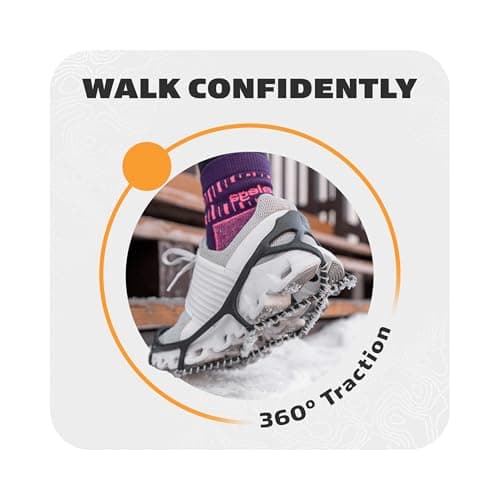 Yaktrax Walk Traction Cleats - 360-Degree Grip on Snow, Ice, & Multi-terrain Surfaces - Elastic Outer Band w/ Easy-On/Off Heel Tab & 1.2mm Zinc-coated Steel Coils - Abrasion & Rust Resistant - Unisex