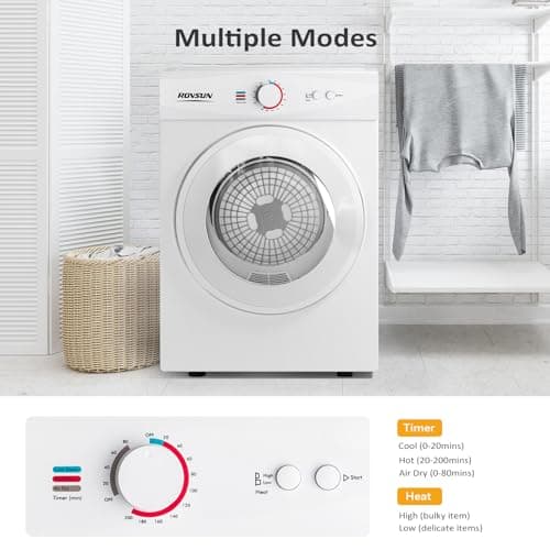 ROVSUN 25LBS Full Automatic Washing Machine and 1.8CuFt Portable Clothes Dryer Set, Compact Laundry Washer and Dryer Combo Set with Stainless Steel Inner Tub, for Apartment, Dorms, Home