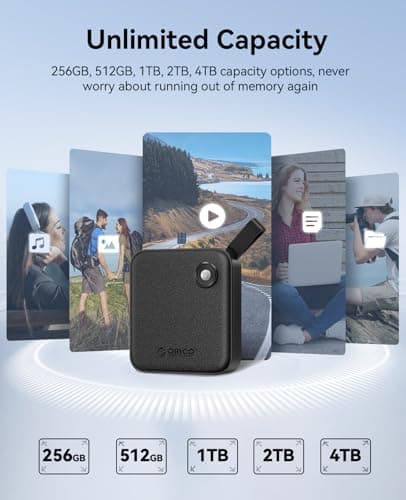 ORICO Portable SSD 256 GB with 2 in 1 USB C Cable, External Solid State Drives, Up to 460MB/s, Status Indicator, Reliable Storage for USB-C Smartphone, Tablet, PC - B5PLUS