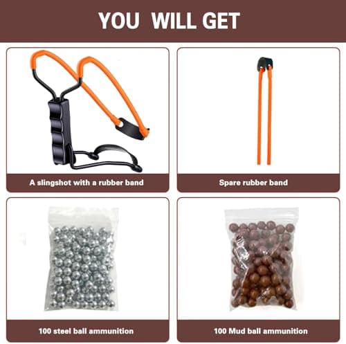 Professional Slingshot Set-A Classic Construction Shooting and Hunting Slingshot with a Sturdy Sling Shot Bow, 2 Packs of Slingshot Ammo,and a Slingshot Band for Adults