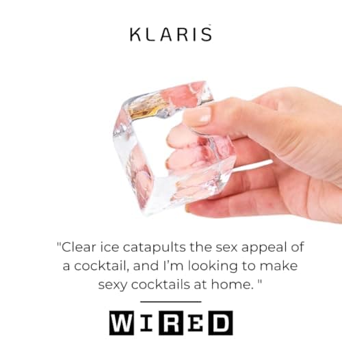 Clear Ice Maker - Makes 4 Large, 2" Crystal Clear Ice Cubes in 8 to 12 Hours - Great for Cocktails, Whiskey & Bourbon - Compact Countertop Ice Maker - Stainless Steel Shell - Reusable Ice Tray