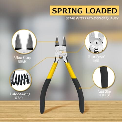 Spring Loaded Flush Cutter Dike for Crafting, Artificial Flower Jewelry Making, Flush Cut Plier Floral Wire Cutter Dyke Snip BOOSDEN Wire Cutter 6.5 inch Cutting Pliers Diagonal Cutter Metal Snipper B08ZCHYGN7