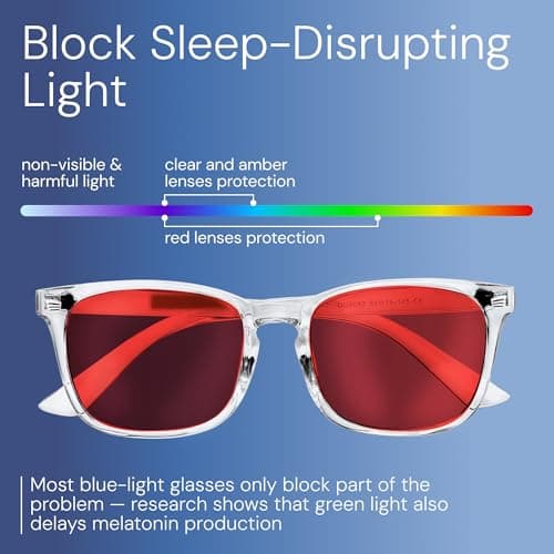 livho Blocking Gaming Glasses Blue Green Light for Computer Sleeping, Dual Coatings Red Lenses, for Women & Men