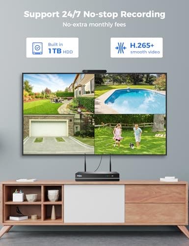 Hiseeu Wireless Security Cameras Outdoor, 5G & 2.4G WiFi Pro, Wireless Home Security Camera System, Dual Lens, 360° Pan & Tilt, Auto Tracking, Color Night Vision, 1TB HDD No Subscription, Need Plug In
