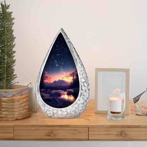 Majestic Night Burial Urn for Adult Female and Male - Small Drop Urns for Human Ashes Adult - Urns for Human Ashes - Memorial Funeral Gift 3 Inch with 3 Cubic Capacity B0FHDYNKTV