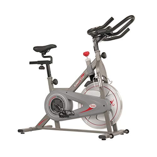 Sunny Health & Fitness Indoor Cycling Exercise Bike w/Pulse Sensors & 4-Way Adjustable Seat, Stationary Home Cardio Training Machine w/Micro-Adjustable Magnetic Resistance for Intensive Cardio Session