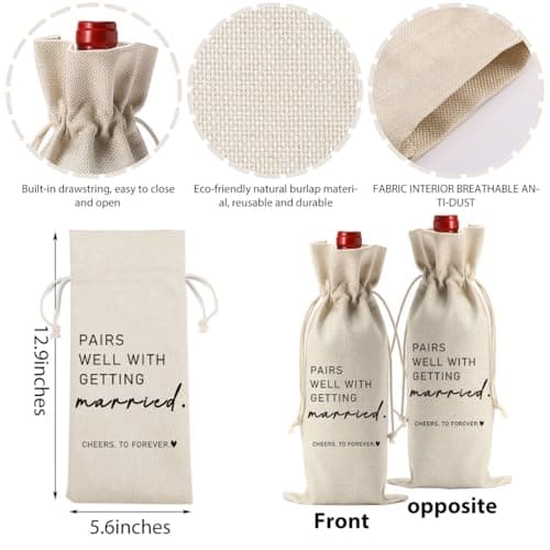 Wedding Party Decorations Getting Engaged Wine Accessory Sets Champagne Bottle Wraps Bags Married Wine Bag Married Gifts for Couples Mr Mrs Marriage Honeymoon Gift B0FMFMHK42