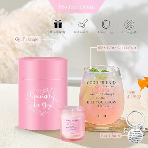 Yalucky Friendship Gifts for Women Wine Glasses Drinking Personalised Birthday Gifts for Friend Men Special Friends Gift Leaving Gift for Her Colleague Best Friend B0C69J45XJ