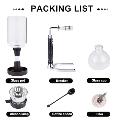 YUCHENGTECH Siphon Syphon Coffee Maker Tabletop Glass Siphon Pot Glass Technica Siphon Vacuum Coffee Maker(5 Cups(600ml))