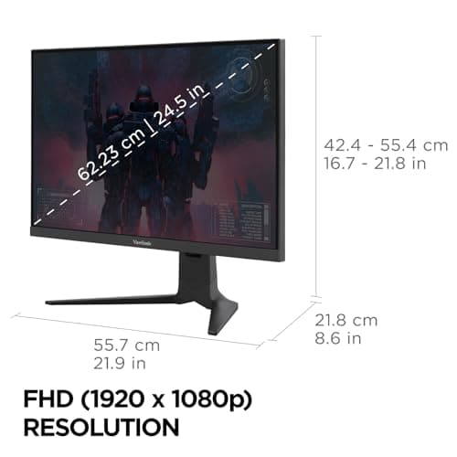ViewSonic XG2536 25 Inch 1080p Gaming Monitor, IPS with 280Hz and 0.5ms for Elite Gaming Performance, FreeSync Premium and G-Sync Compatible, Advanced Ergonomics, 65W USB-C, HDMI, and DisplayPort