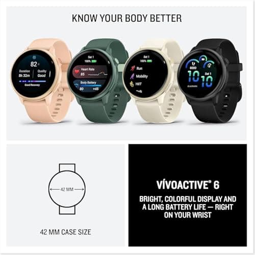 Garmin vivoactive 6 GPS Smartwatch with AMOLED Display, Slate | Advanced Health and Fitness Features, Up to 11 Day Battery, Energy Monitoring, Sleep Coach | with Signature Series Power Bundle