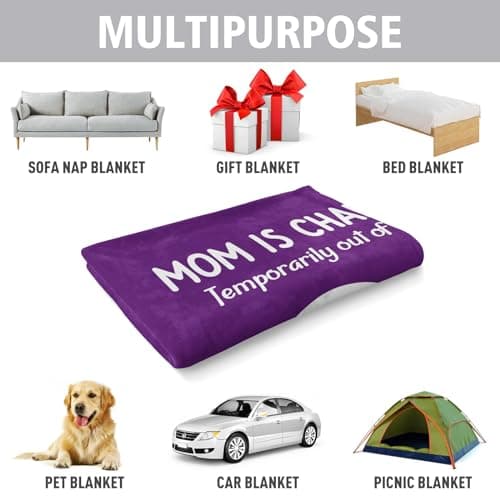 Craftique Gifts for Mom Birthday Christmas- Funny Soft Mom is Charging Blanket- New Moms Gifts for Women, Practical Blanket Throw for Napping Travel, 60”×50”