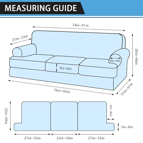 Pfrstuv 4-Piece T Couch Cover - Leather Look Slipcovers for 3 Cushion Sofa, Washable, Coffee