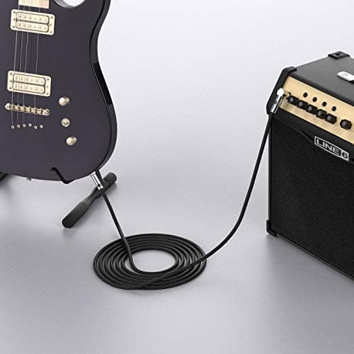 New Bee Guitar Cable 6ft Electric Instrument Cable Bass AMP Cord for Electric Guitar, Bass Guitar, Electric Mandolin, Pro Audio (Right Angle to Straight, Black)