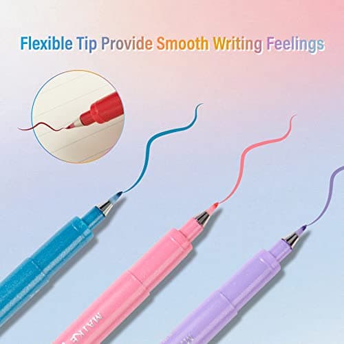 Sign Brush Pen, 15pcs Calligraphy pen Flair Pens Fine Point(0.4mm) Assorted Colors, Felt Tip Pens Art Brush Marker, Journaling Pen Set for Beginners Adult Hand Lettering Calligraphy