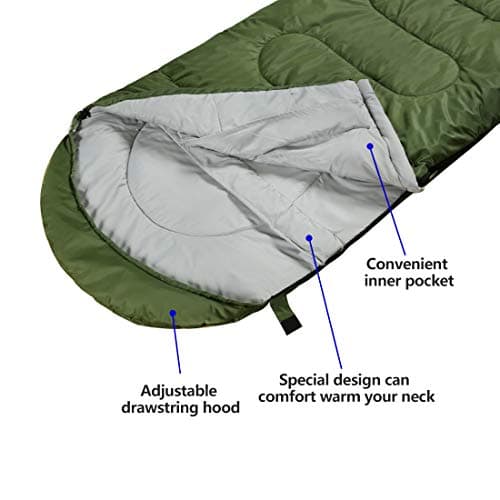 3-4 Season Sleeping Bag for Adults & Kids, Lightweight Warm Cold Weather Camping Bag with Waterproof Compression Sack – Portable for Hiking, Backpacking, Traveling & Outdoor Adventures