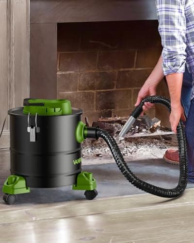 VANPORE Ash Vacuum Cleaner 5.2 Gallon with 1200w Suction Power&Wheeled Base, Ash Vacuum for Pellet Stoves, Fireplaces, Grill, Wood Stove, Fire Pits,Green