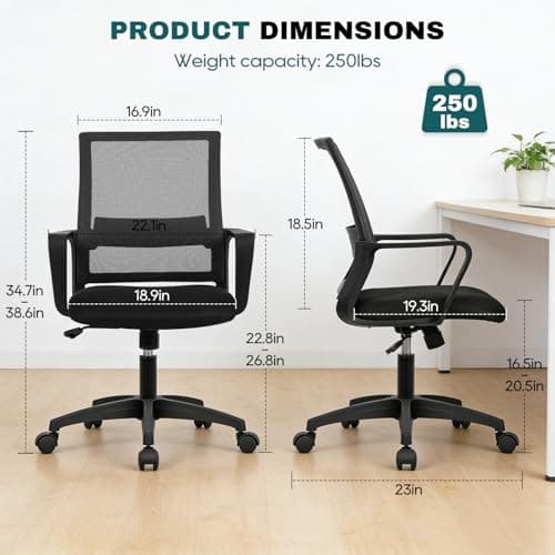 PayLessHere Gaming Chair Ergonomic Computer Chair Office Chair Video Game Chairs with Lumbar Support Desk Chair Armrest Mid Black Cushion Swivel Rolling Chair with Wheels for Home Office(Black)
