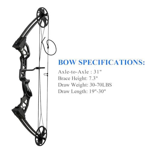 Ready to Hunt Compound Bow Package for Adults，20-70 Lbs Draw Weight, No Bow Press Needed,19”-30” Draw Length,Right Hand Archery Compound Bows Draw Weight Adjustable，Hunting Bow Kit for Beginner