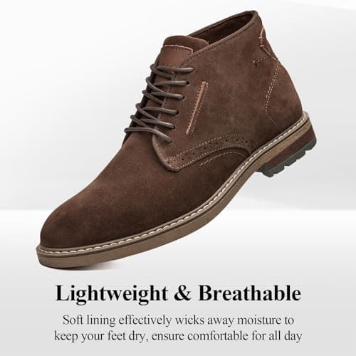 Arkbird Mens Chukka Boots, Genuine Suede Leather Classic Fashion Casual Ankle Lace-up Dress Boots for Men