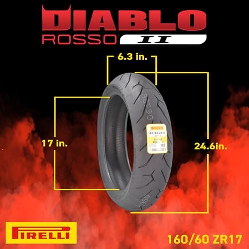 Pirelli Diablo Rosso II 120/70 ZR 17 M/C (58W) TL (K) Front & 160/60 ZR 17 M/C (69W) TL Rear Motorcycle Tires- Sport Performance for Road Use Tire Set with Keychain