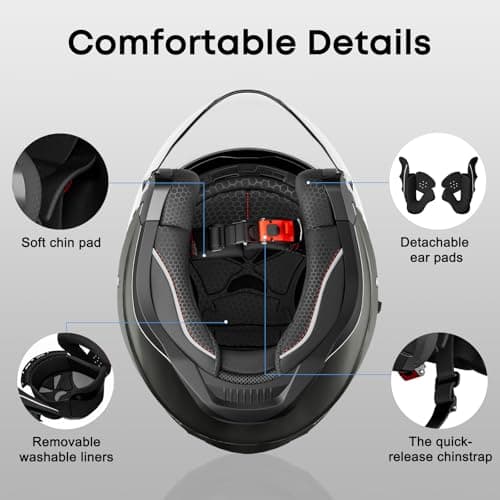 Motorcycle Helmets for Adults, Open Face Motorcycle Helmet with Dual Visor, Casco para Moto DOT Certified, ATV Dirt Bike Snowmobile Motocross Helmet for Men Women, Quick Release Strap, AP-836
