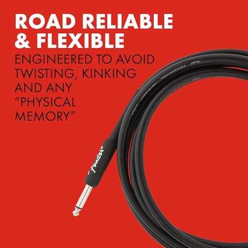 Fender Professional Series Instrument Cable, Guitar Cable 10 ft, Guitar Accessories, Stage Ready with Anti-Kinking Design, Black