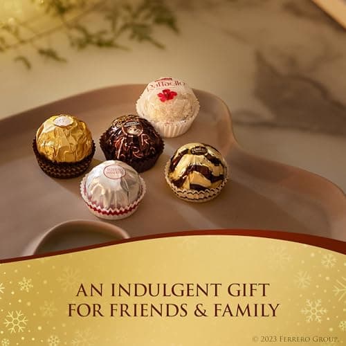 Ferrero Collection Grand Assortment, Hazelnut, Dark, Coconut, Almond, Cappuccino, Holiday Gift Box, 24 Count, 8.7 oz